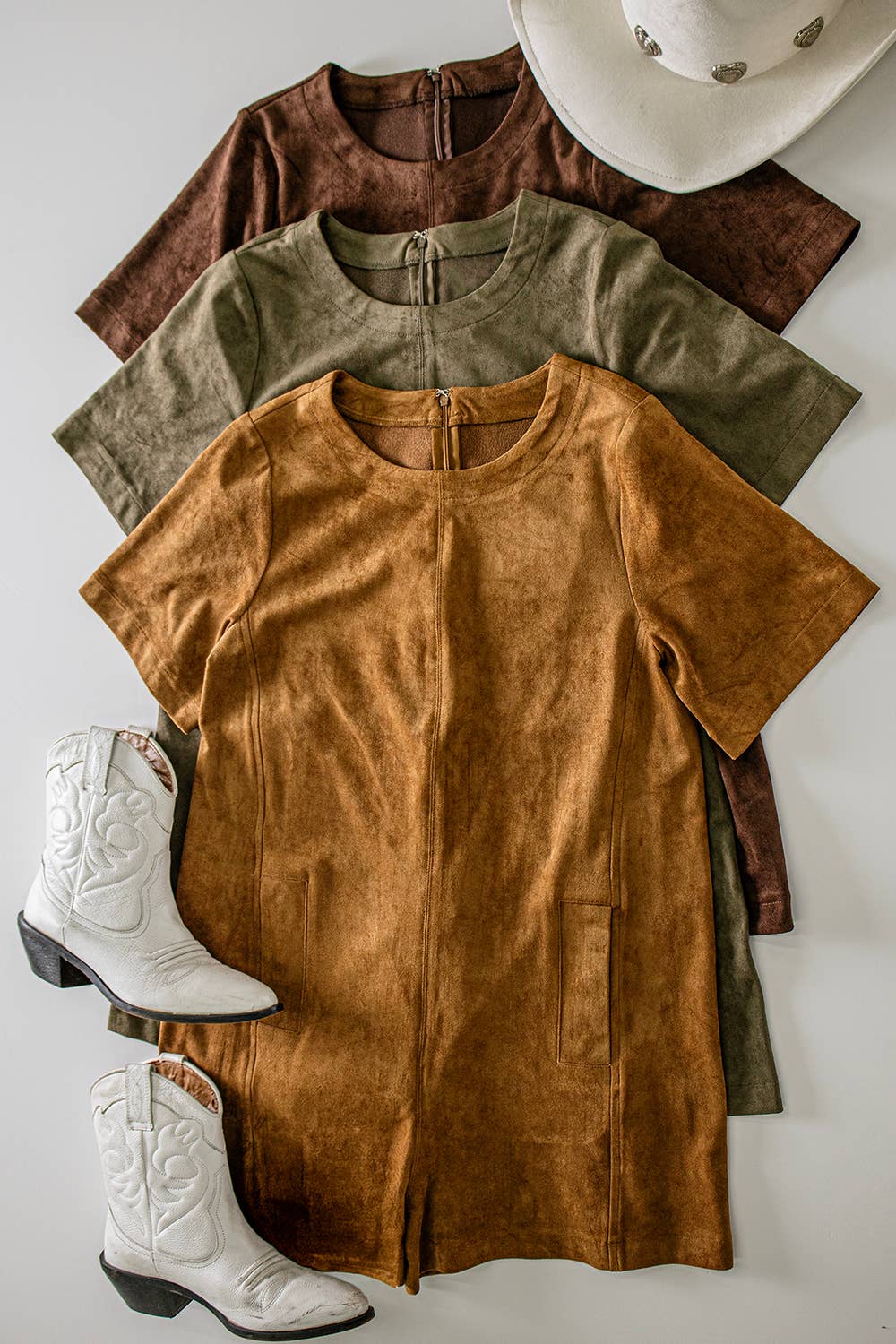 Hazel Suede Short Sleeve Romper