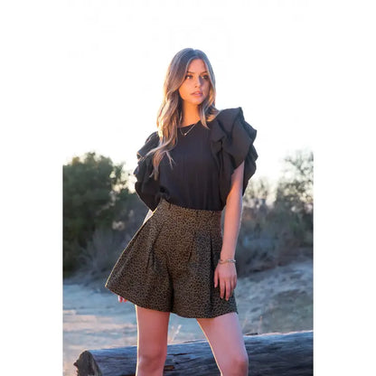 Cheetah Pleated Shorts