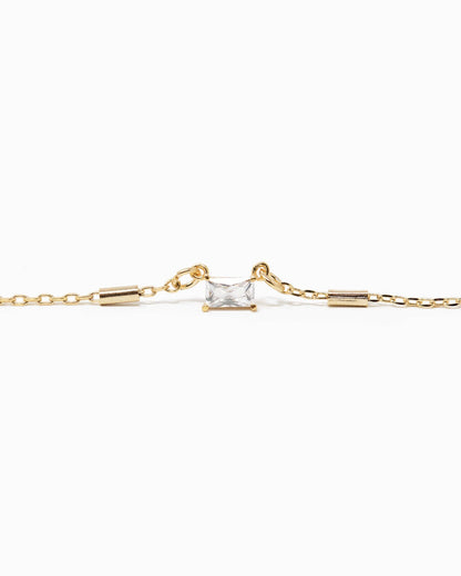 Baguette CZ Pendant Bar Station Chain Necklace