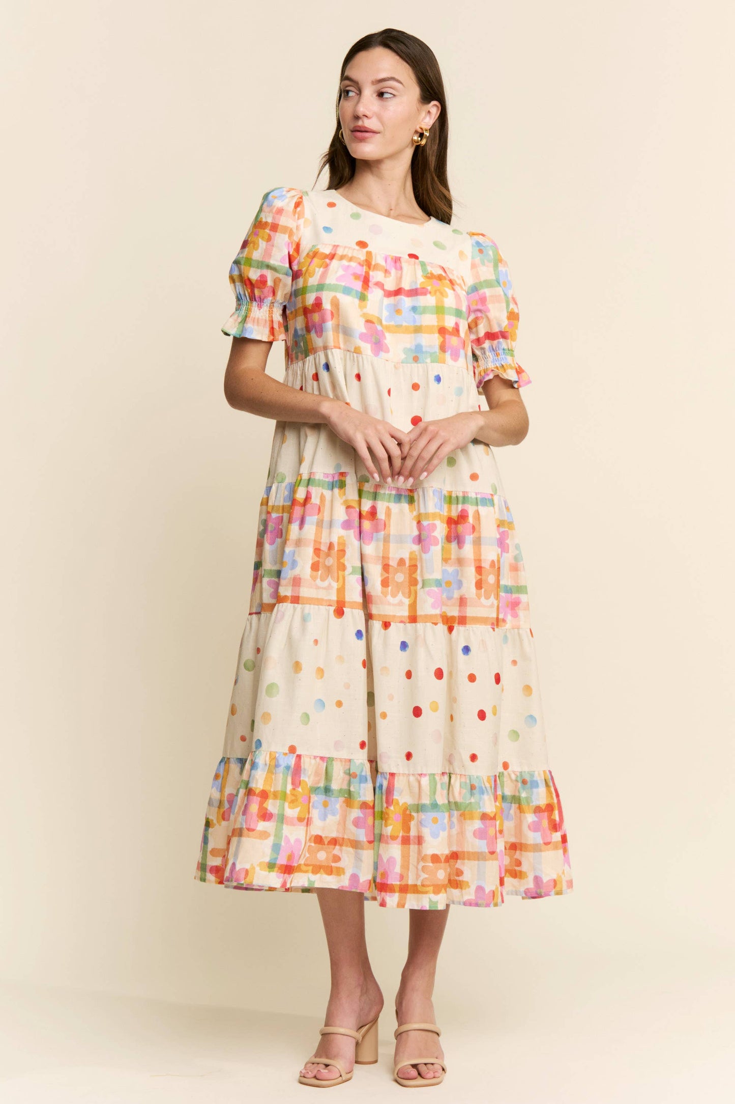 MULTI COLOR FLORAL TIERED DRESS