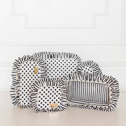 Polka Stripe Ruffled Nylon Tech Organizer