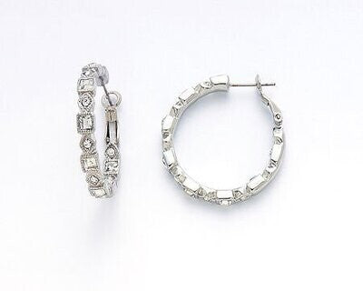 Gold Cut Stone Hoops