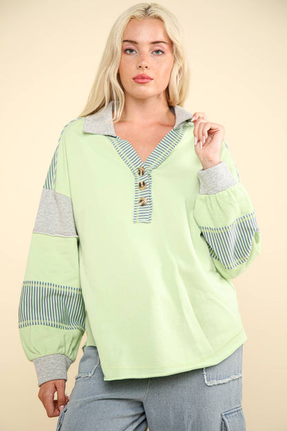 NT11851-Color Block Oversized Casual Knit Top