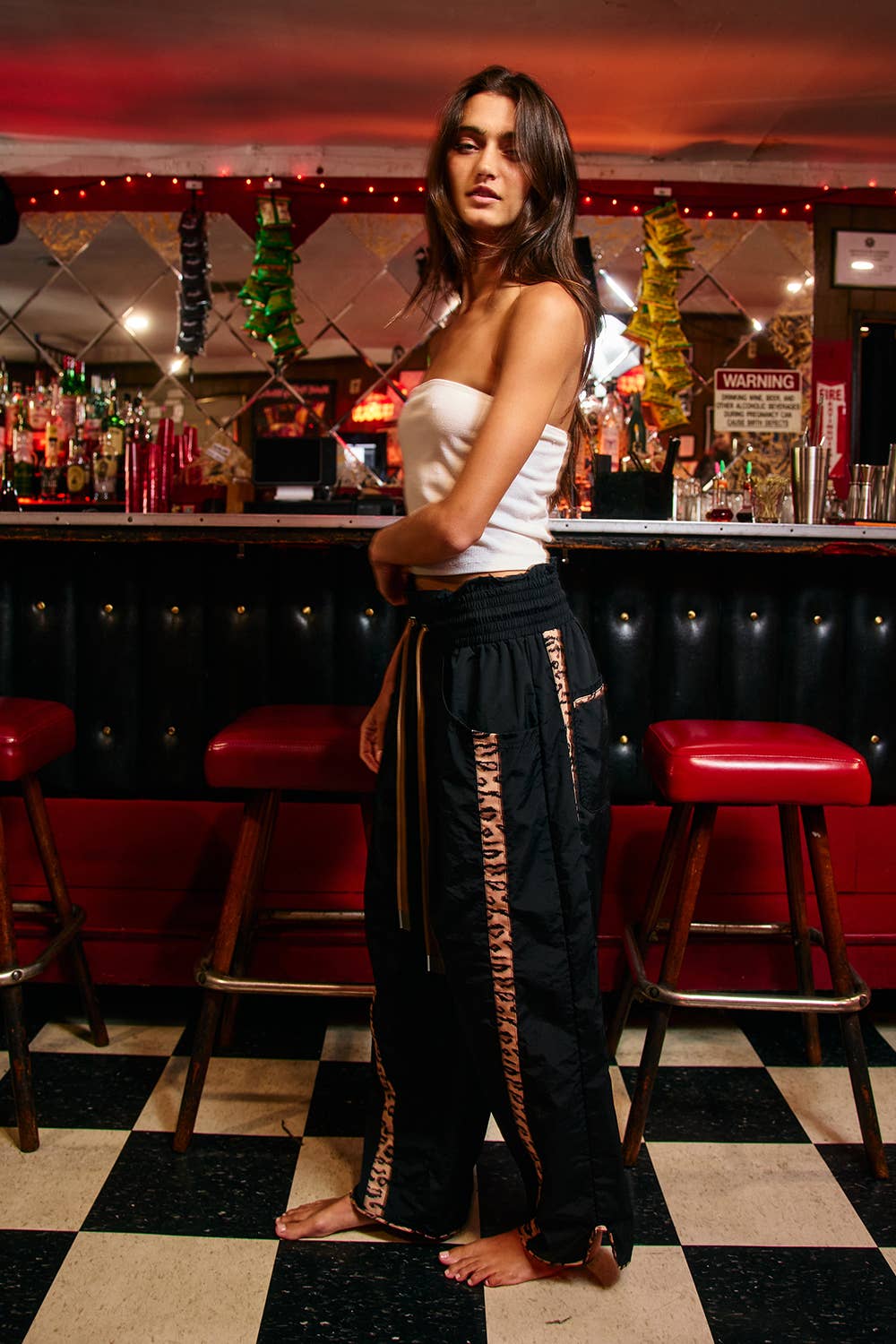 Cheetah Side-Striped Windbreaker Pants