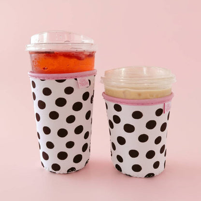 Coffee Cup Cover - Brown Polka Dots