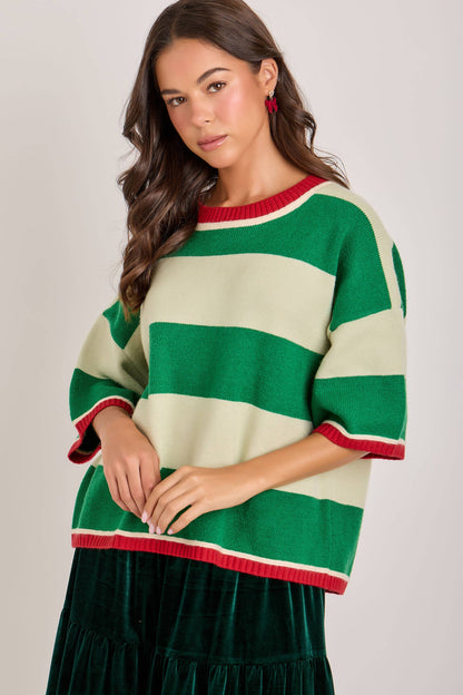 CHRISTMAS WIDE STRIPE LOOSE FIT SWEATER