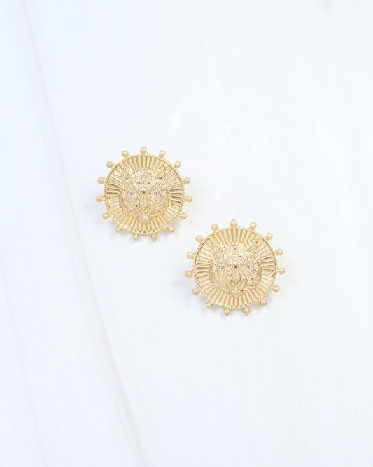 Wildcat Coin Wildcat Earring Worn Gold