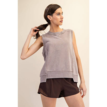 MINERAL WASHED SLEEVELESS PULLOVER