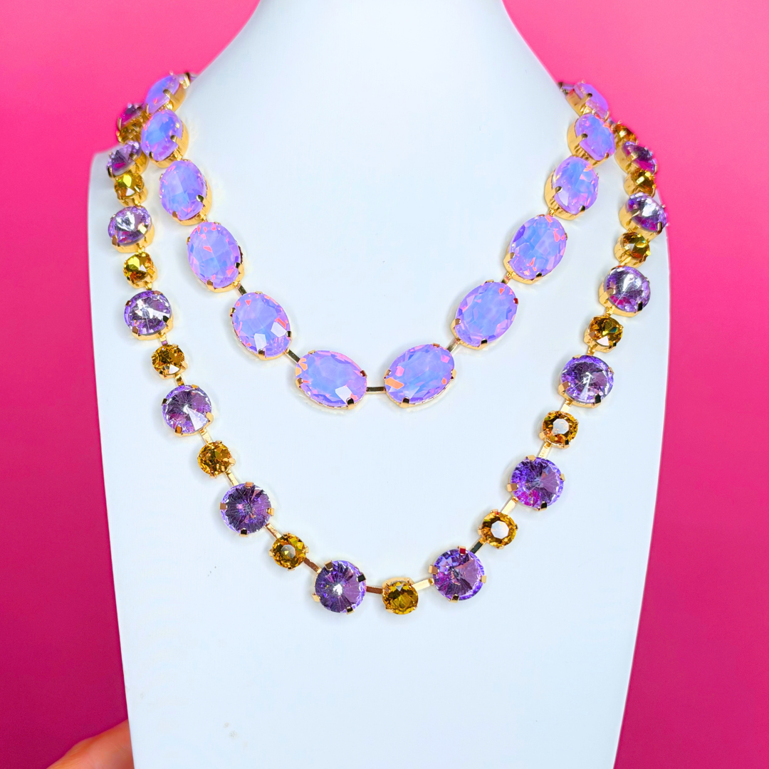 Purple/Gold Crystal Layer Necklace