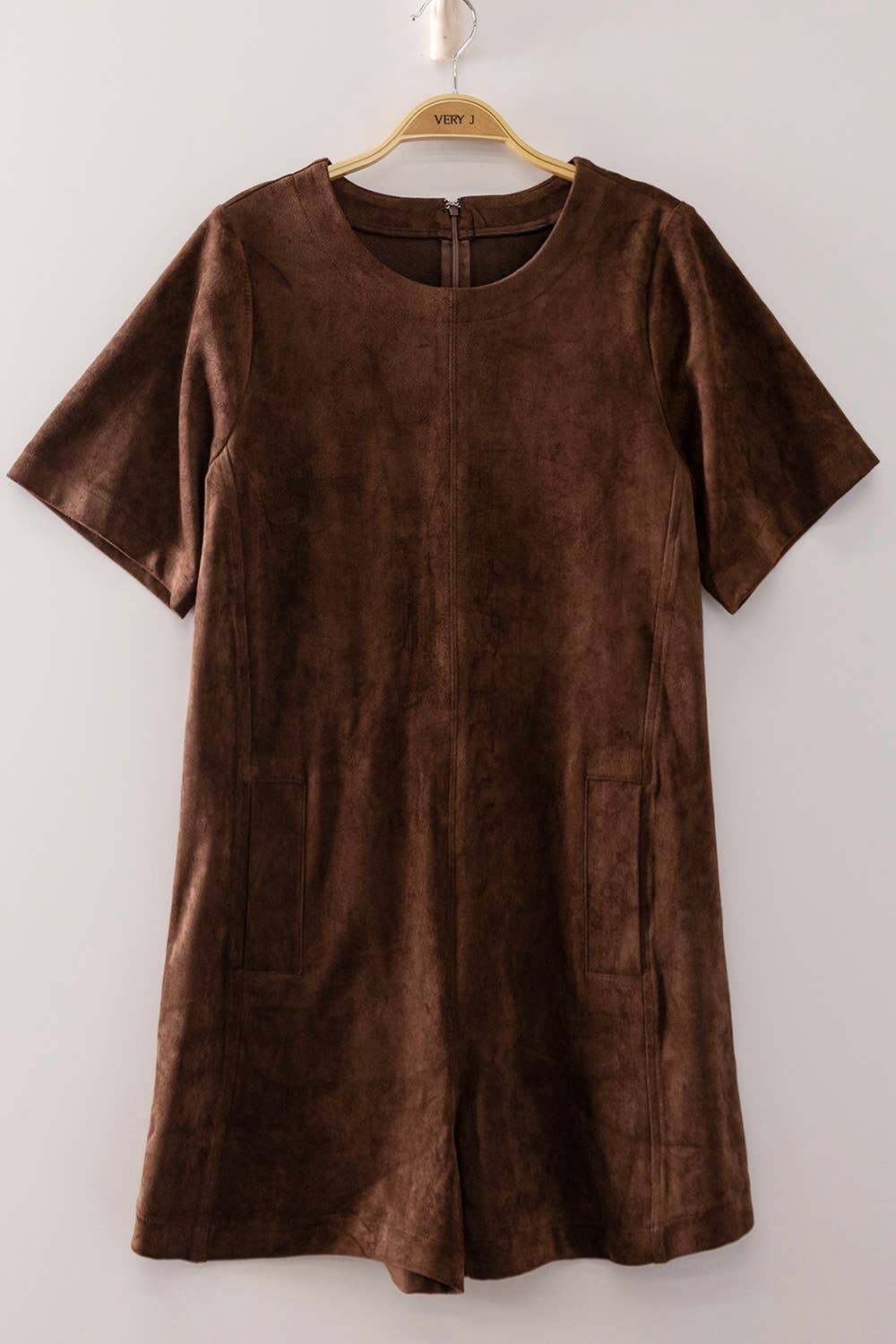 Hazel Suede Short Sleeve Romper