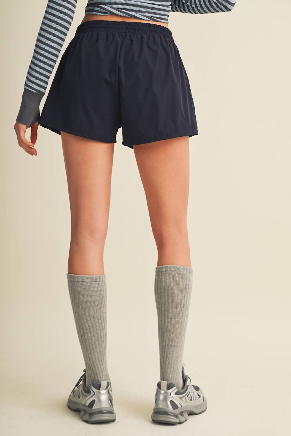 Plaid Side Contrast Block Nylon Shorts