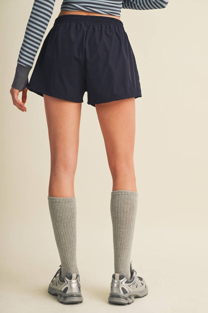 Plaid Side Contrast Block Nylon Shorts