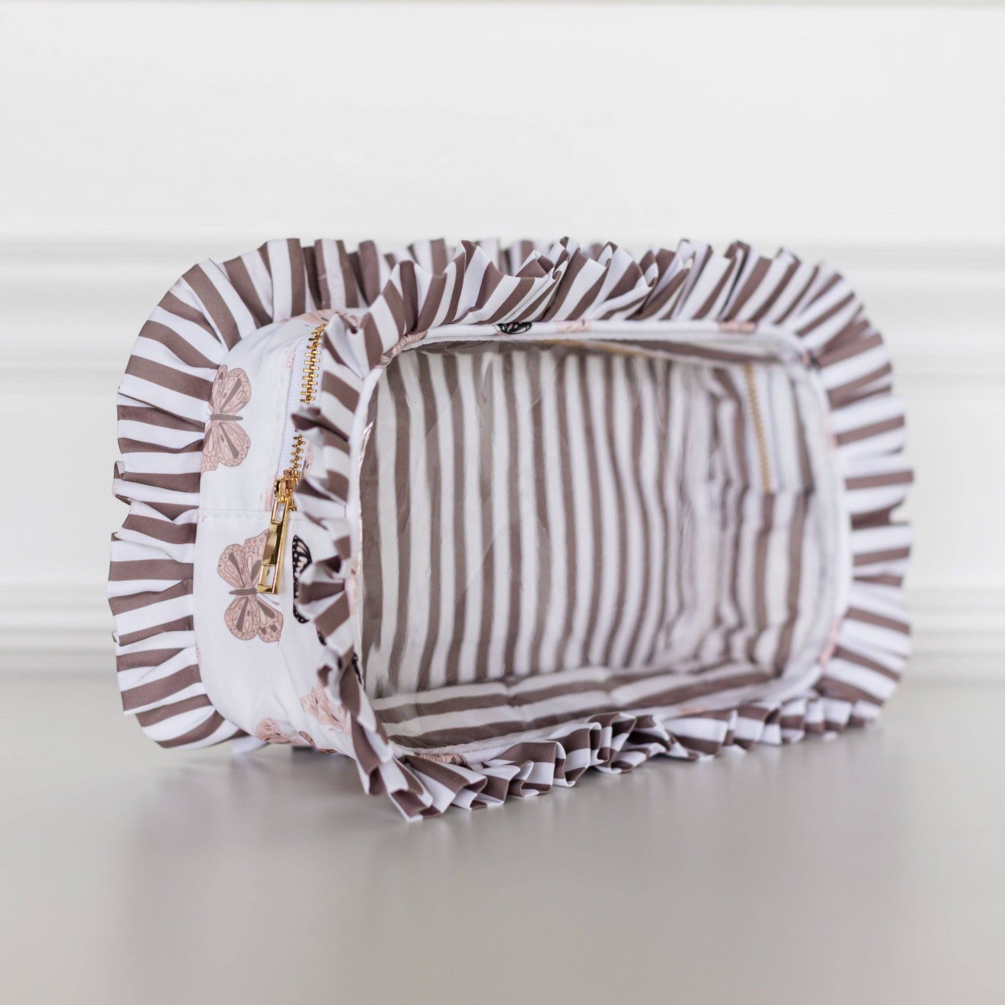 Butterfly Season Ruffled Nylon Large Clear Pouch