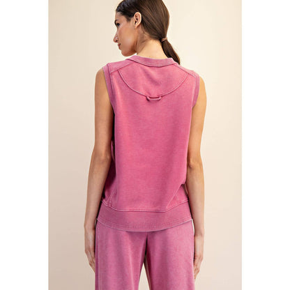 MINERAL WASHED SLEEVELESS PULLOVER