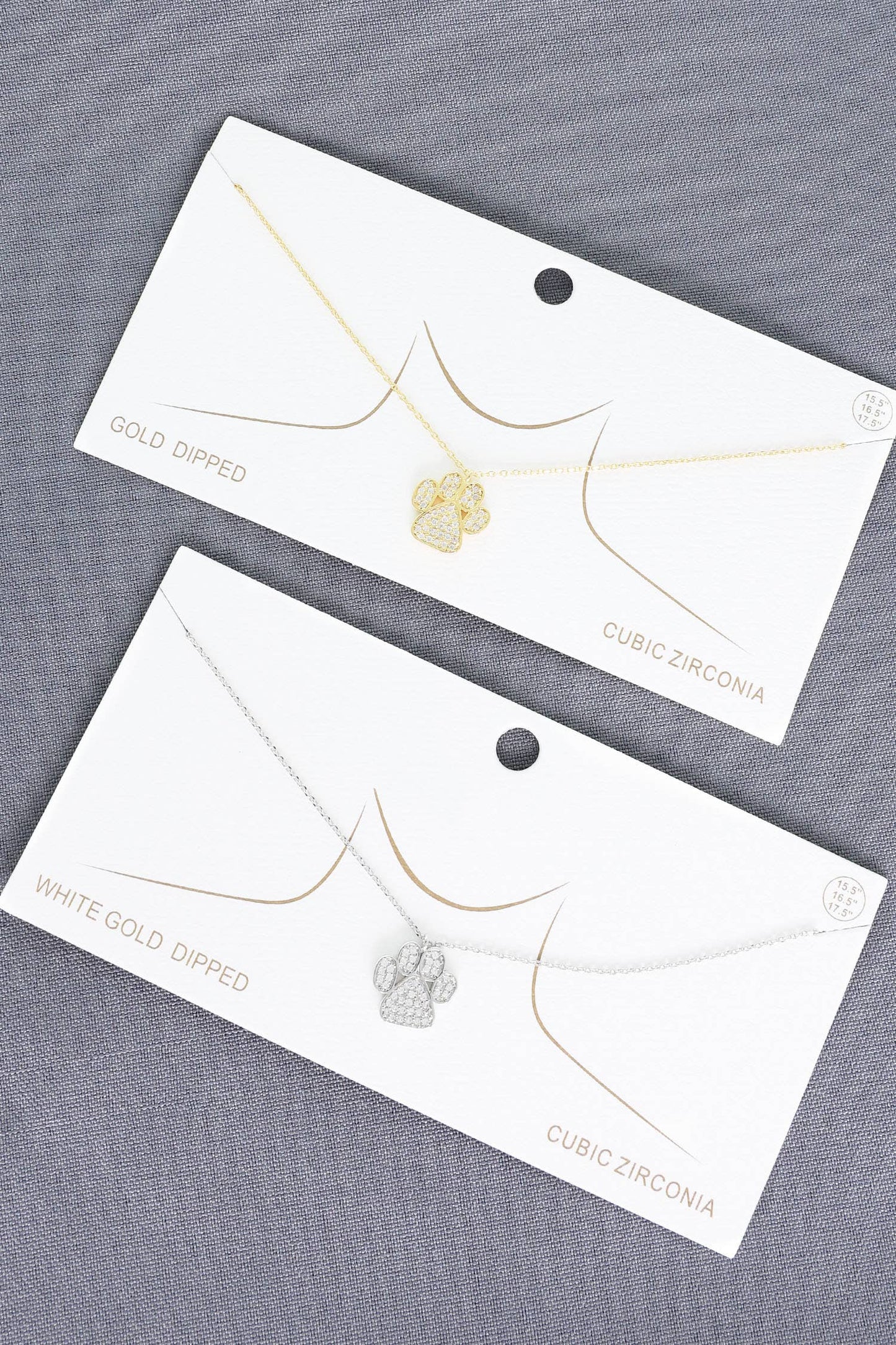 Cubic Zirconia Pave Paw Print Pendant Necklace