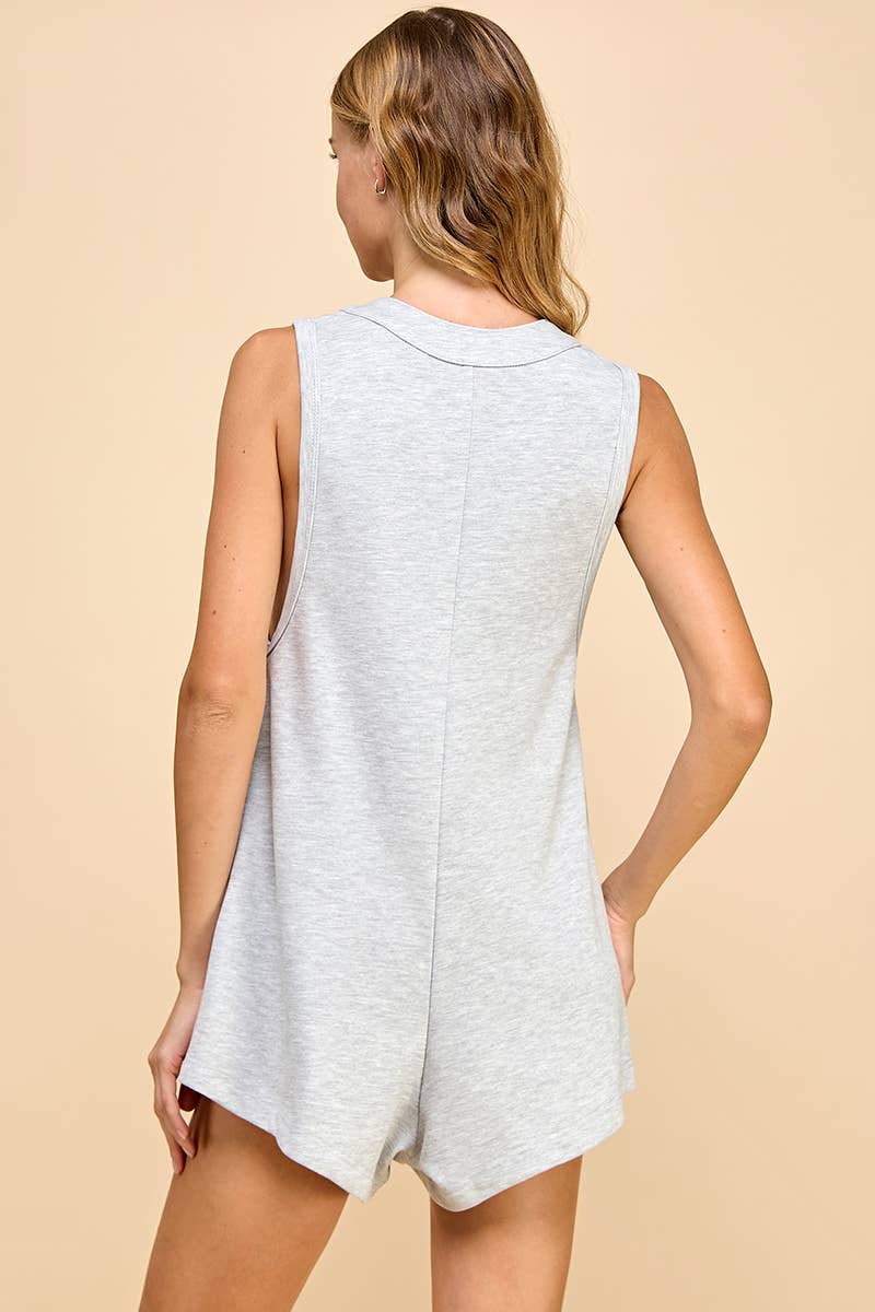 Arie Knit Sleeveless Pintuck Detail Romper