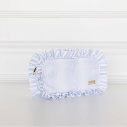 Blue Fawn Ruffled Nylon Medium Pouch