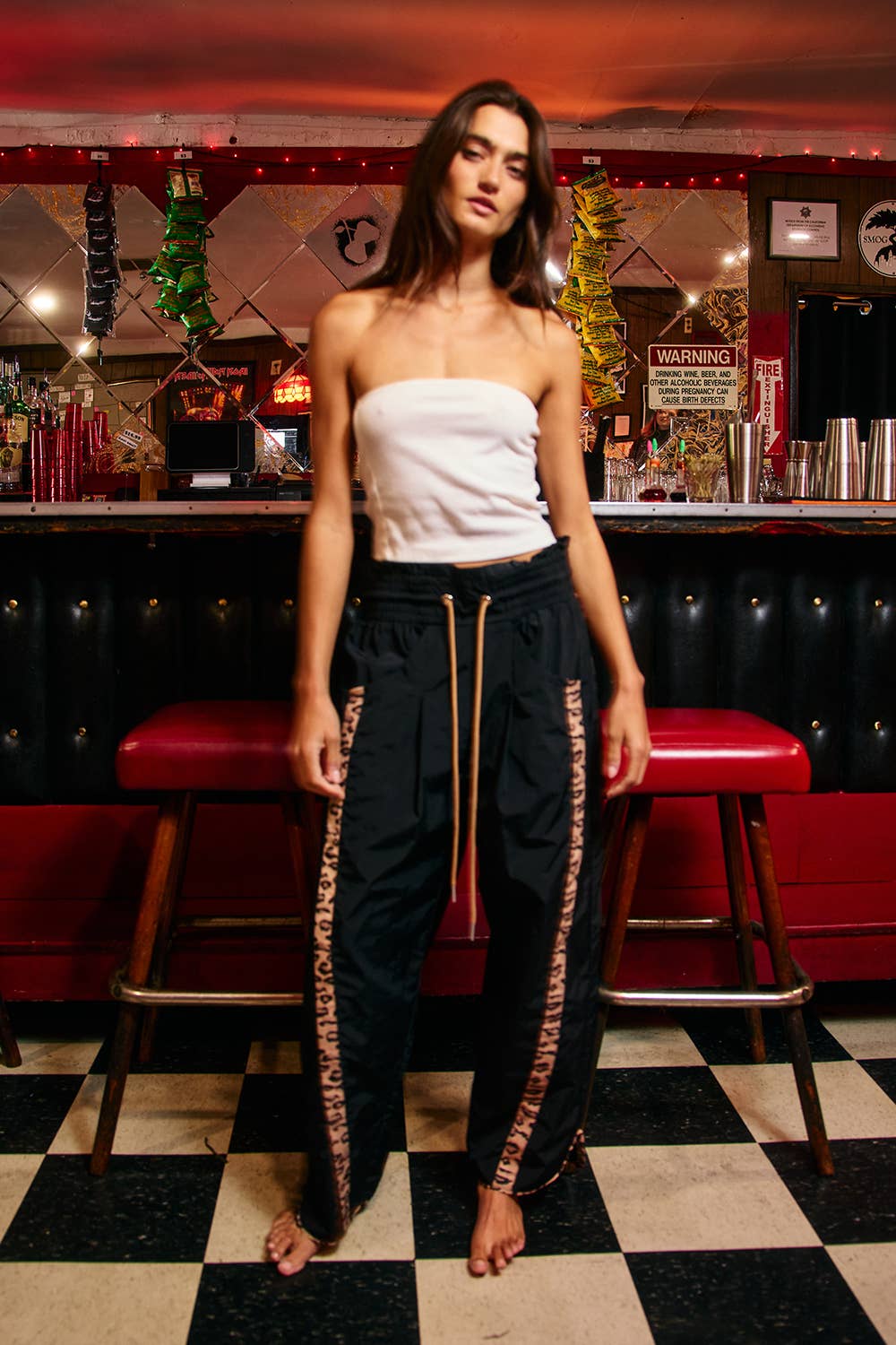 Cheetah Side-Striped Windbreaker Pants