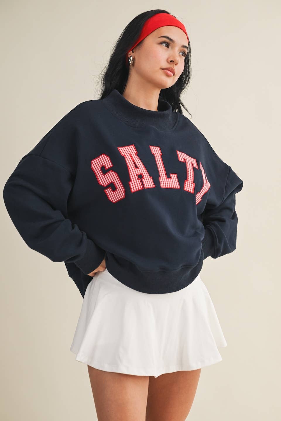 Salty Oversized Mock Neck Sweatshirt