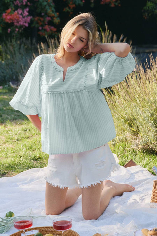 Sage Striped Top