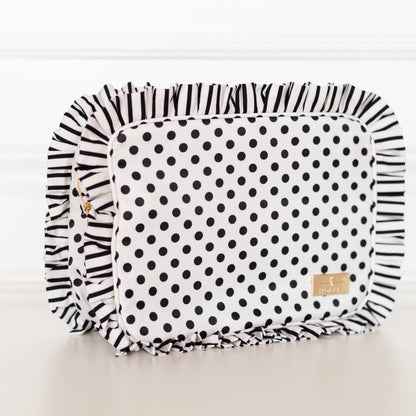 Polka Stripe Ruffled Nylon XL Pouch