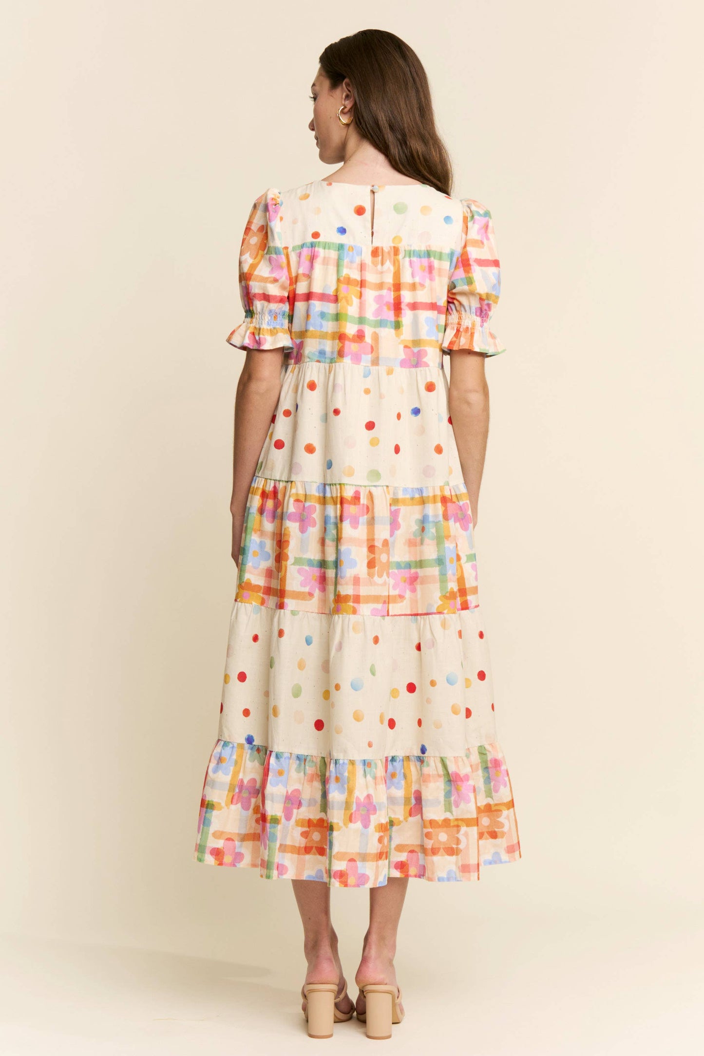 MULTI COLOR FLORAL TIERED DRESS