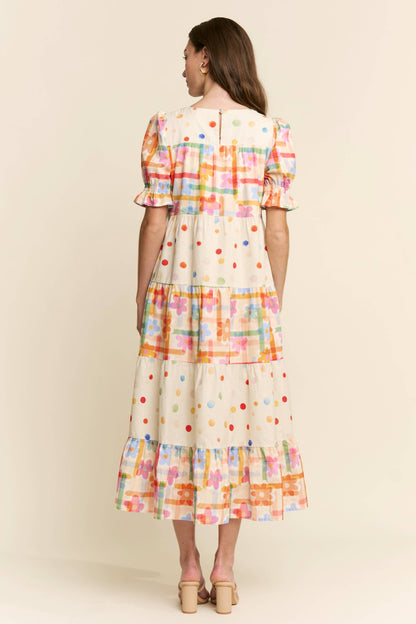MULTI COLOR FLORAL TIERED DRESS