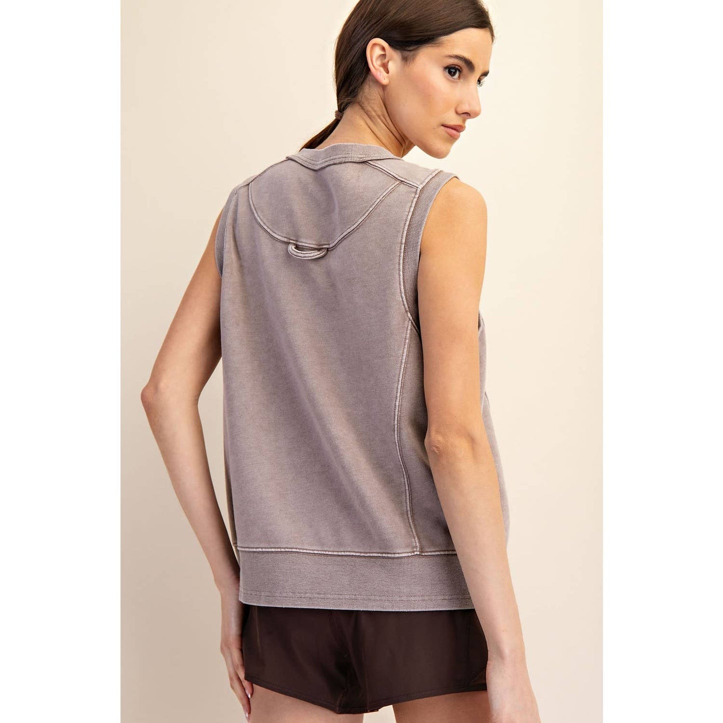 MINERAL WASHED SLEEVELESS PULLOVER