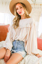 Remi Lace-Up Back Detail Swiss Dot Patterned Blouse