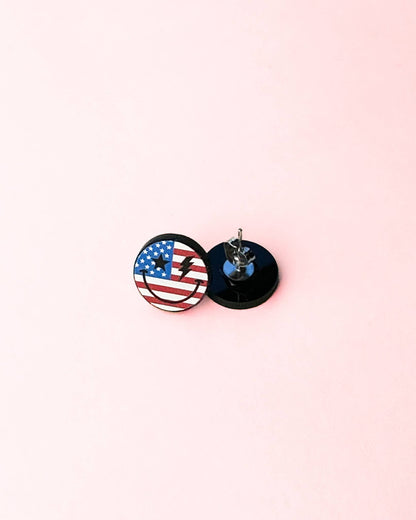 Patriotic Face Stud Earrings