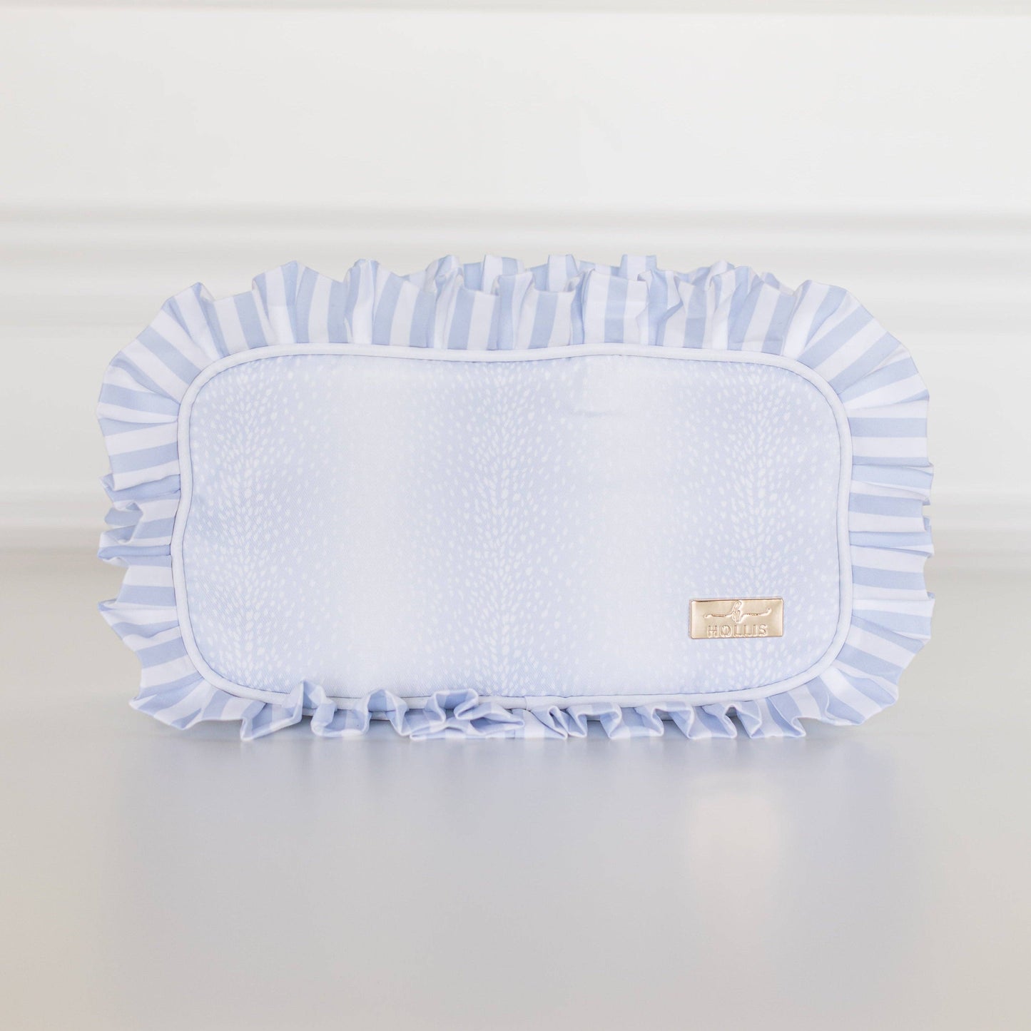 Blue Fawn Ruffled Nylon Large Clear Pouch