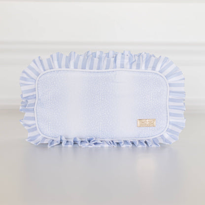 Blue Fawn Ruffled Nylon Large Clear Pouch