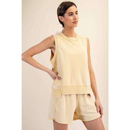 MINERAL WASHED SLEEVELESS PULLOVER