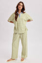 QUINN STRIPED KNIT COLLARED TOP AND PANTS SET