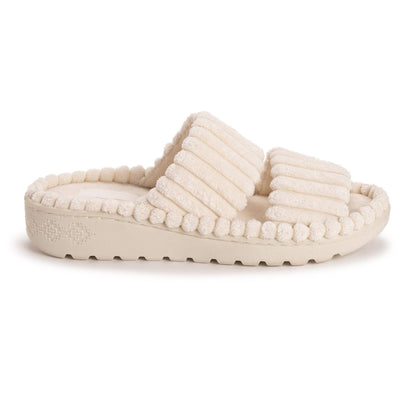MUK LUKS Women's Ribbed Terry Slide Comfort Contour Slipper