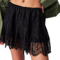 High Waist Lace Mini Skirt With Irregular Hem In Solid Color