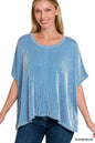 Dawn Ribbed Striped Oversized Short Sleeve Top