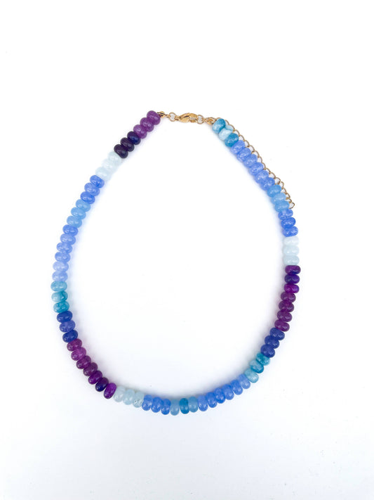 Cool Crush - Blue Rainbow Gemstone Bead Necklace