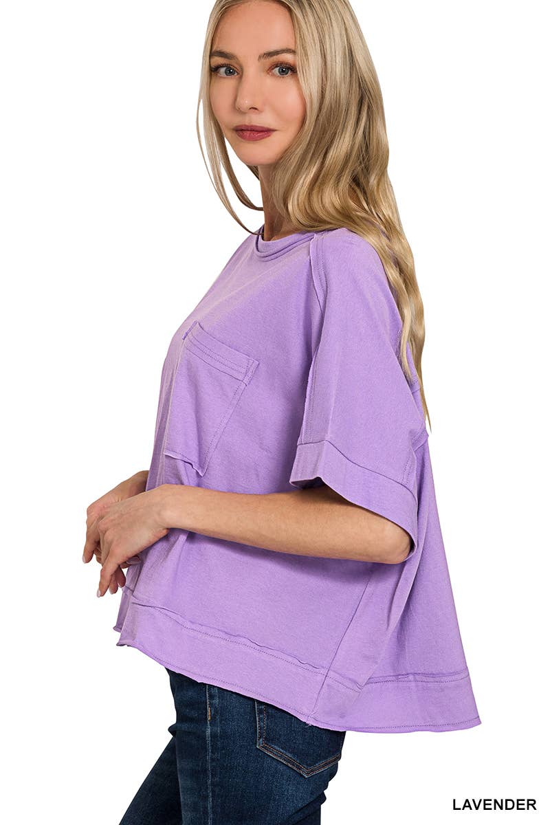 Sammy  Exposed Seam Raw Hem Oversized Tee