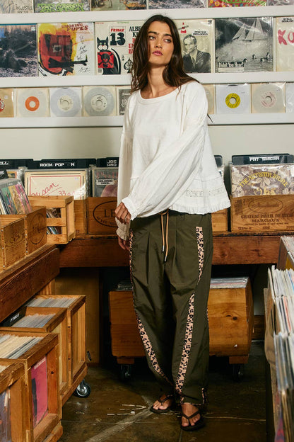 Cheetah Side-Striped Windbreaker Pants