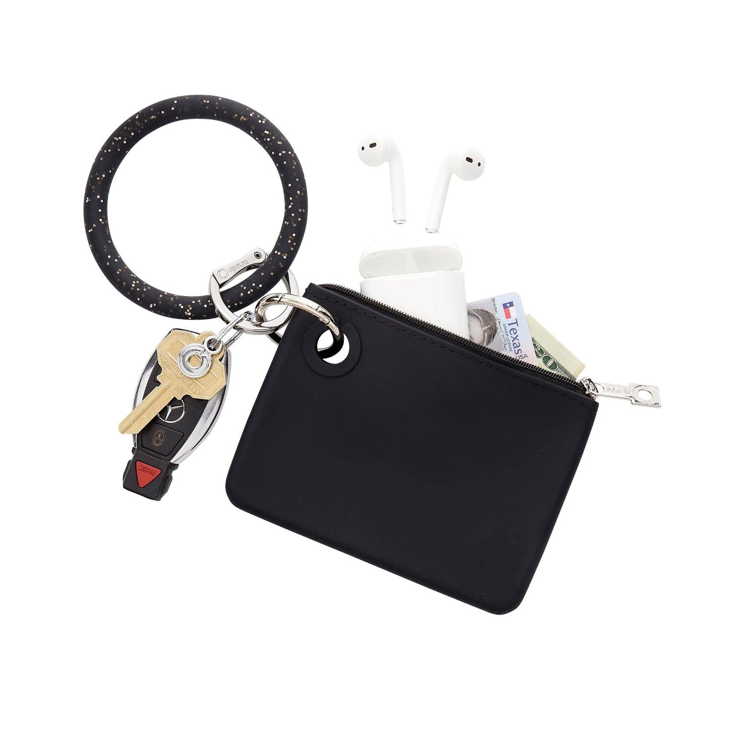 Silicone Big O® Key Ring - Back in Black Confetti