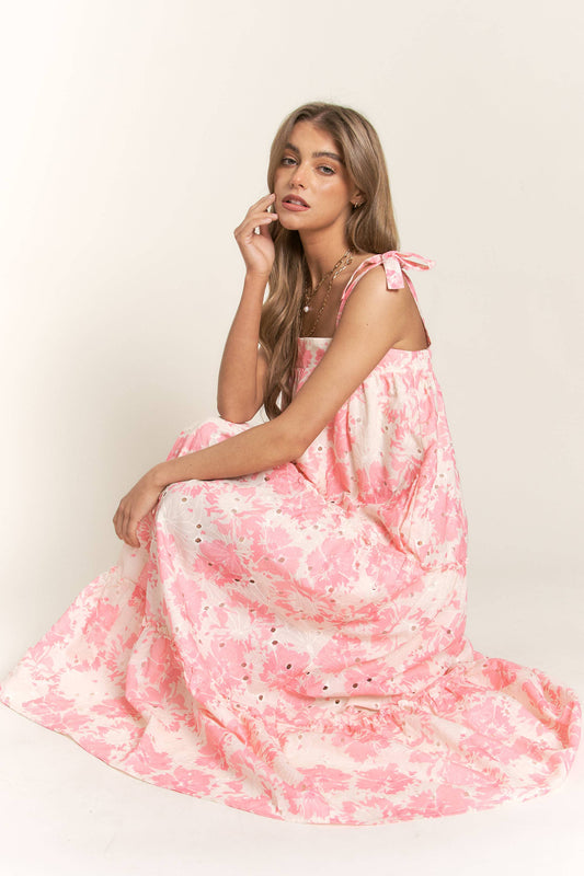 Rachael Floral Bandeau Maxi Dress With Tie Straps