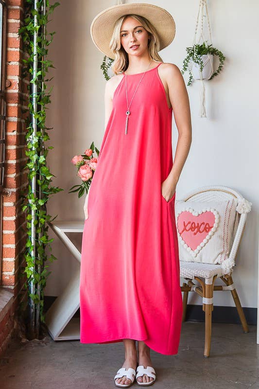 HAILEY SOLID WOVEN MAXI DRESS