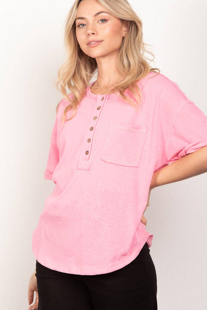Twisted Sleeve Band Henley Top