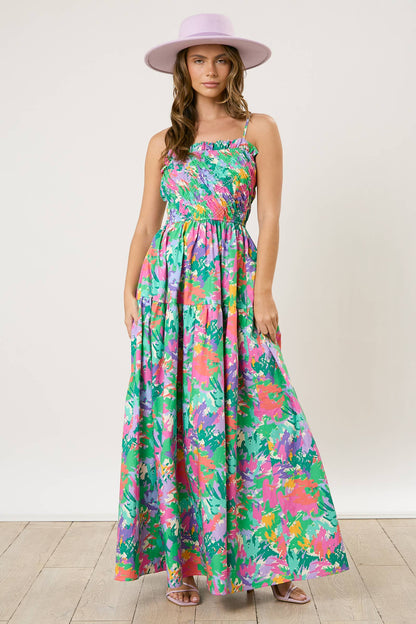 Lily Poplin Floral Print Smocked Maxi Dress - Preorders