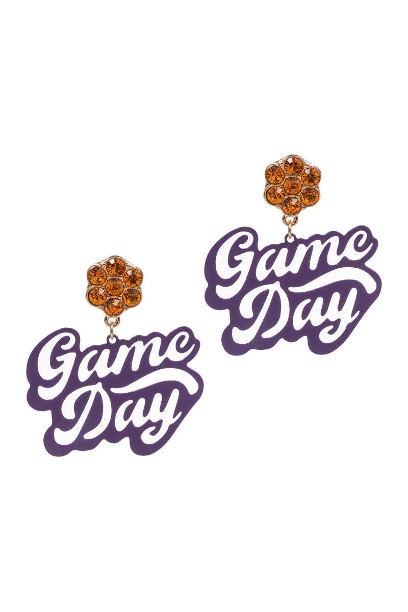 Game Day Shaped Brass Metal Post Earrings