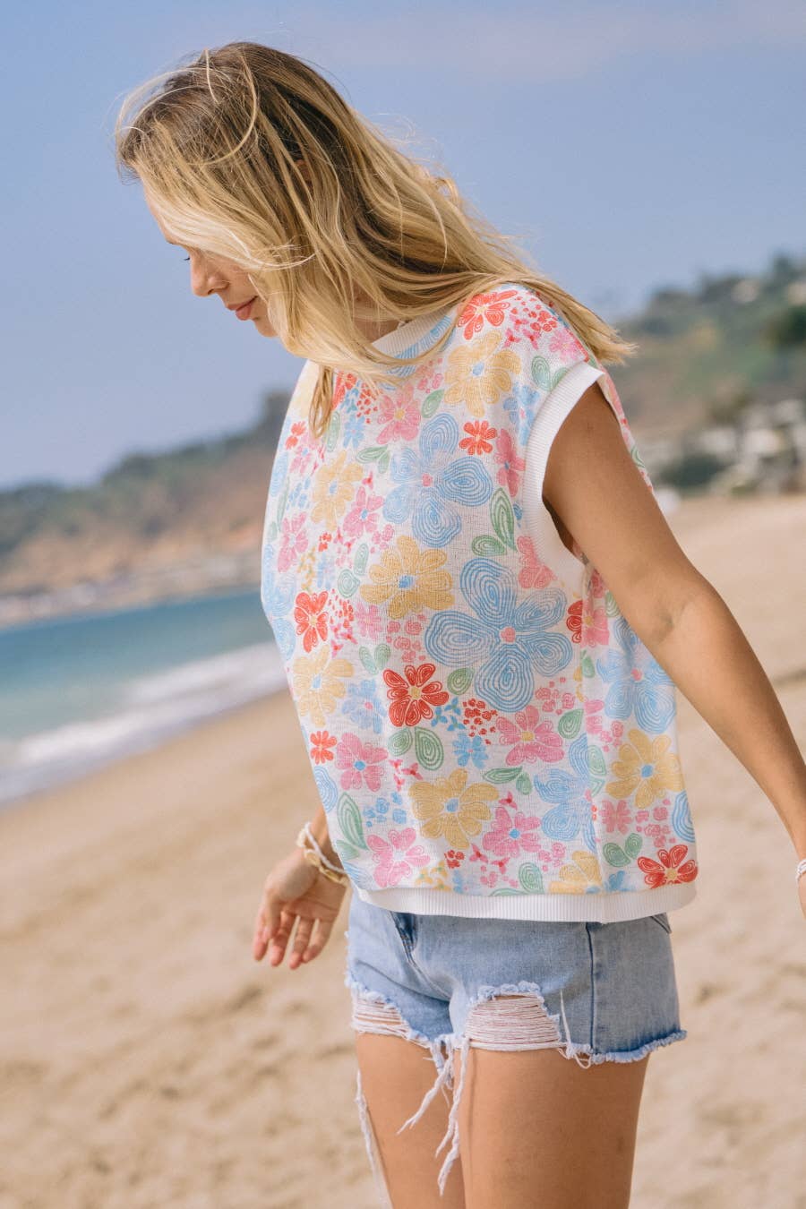 Jasmine Floral Printed Knitted Jersey Vest