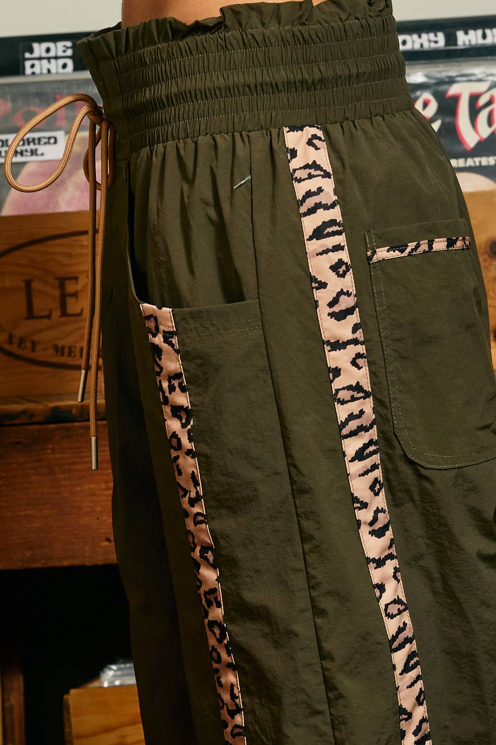 Cheetah Side-Striped Windbreaker Pants