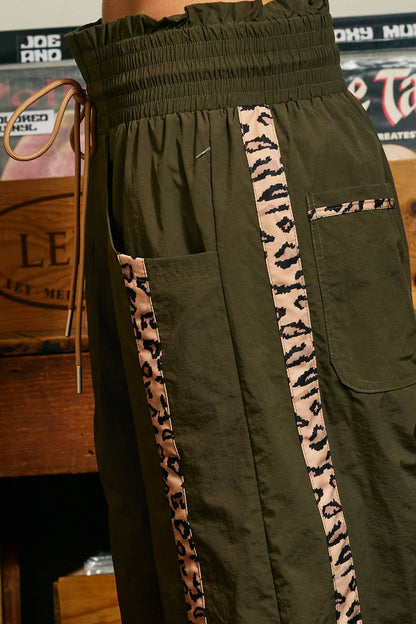 Cheetah Side-Striped Windbreaker Pants
