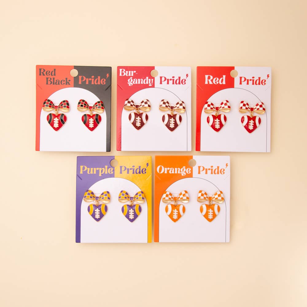 Enamel Heart and Heart-Shaped Football Post Dangle Earrings